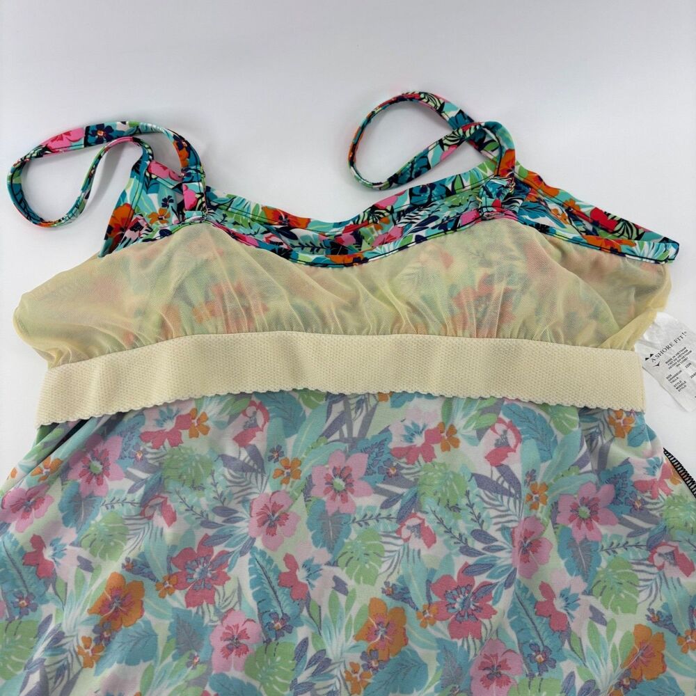A Shore Fit! Thigh Solutions Swim Dress Top Multi Floral Women 22W Tiered Ruffle - Picture 8 of 8